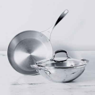 Meyer Select Stainless Steel 3-Piece Cookware Set 26cm Frypan + Induction Bottom Cookware Set(Stainless Steel, 3 - Piece)