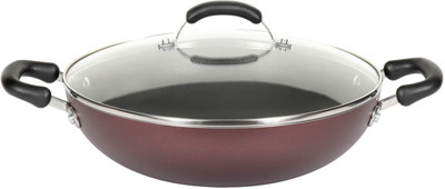 Meyer Merlot Non-Stick Kadai/Wok With Lid, 26cm Kadhai 26 cm diameter with Lid 3.24 L capacity(Aluminium, Non-stick, Induction Bottom)