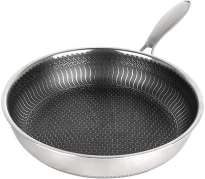 AE Maharani Premium Honeycomb Stainless Steel Frying Pan – 26 cm Fry Pan 26 cm diameter 3 L capacity(Stainless Steel, Non-stick, Induction Bottom)