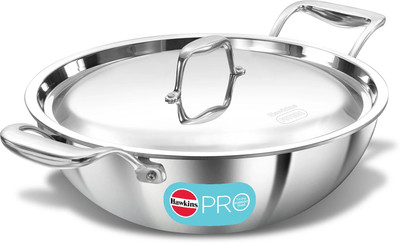 Hawkins Pro Deep Fry Pan (PSK35S) Kadhai 26 cm diameter with Lid 3.5 L capacity(Triply, Induction Bottom)