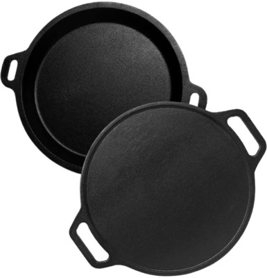 EUGOR Cast Iron Pre Seasoned Dosa Tawa & Fry Pan Fry Pan 30.48 cm, 20 cm diameter 1 L capacity(Cast Iron, Non-stick, Induction Bottom)