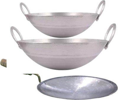 SHINI LIFESTYLE Kadhai Cooking Aluminium Kadhai Kitchen 27cm,31cm with Loha Tawa Kadhai 27 cm diameter 2.5 L capacity(Aluminium)