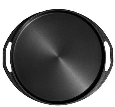 dynamic cookwares Dynamic Cookwares Pre Seasoned 12.5 Inch Cast Iron Dosa Tawa Flat Bottom Tawa 32.8 cm diameter(Cast Iron, Non-stick, Induction Bottom)