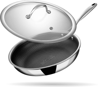 Stahl Triply Stainless Steel Artisan Hybrid 6424, 24cm, 1.8 Liters Fry Pan 24 cm diameter with Lid 1.8 L capacity(Stainless Steel, Non-stick, Induction Bottom)