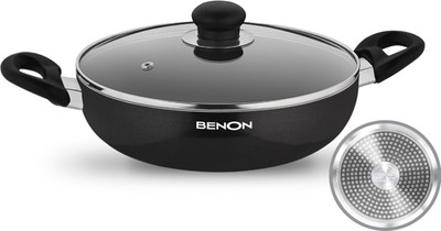 Benon Induction Base Kadhai 24 cm diameter with Lid 1.5 L capacity(Aluminium, Non-stick, Induction Bottom)