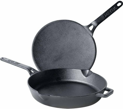 Meyer Pre-Seasoned Cast Iron 2 Piece Cookware Set - 26cm Frying pan + 26cm Roti Tawa Cookware Set(Cast Iron, 2 - Piece)