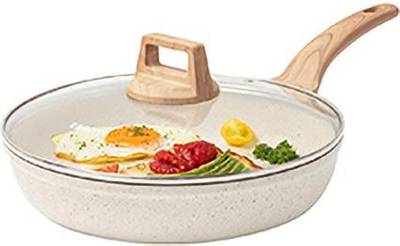 CaROTE Non Stick Pan, Nonstick Frying Pan, Induction Pan for Cooking, White Omlette Pan Fry Pan 28 cm diameter with Lid 3 L capacity