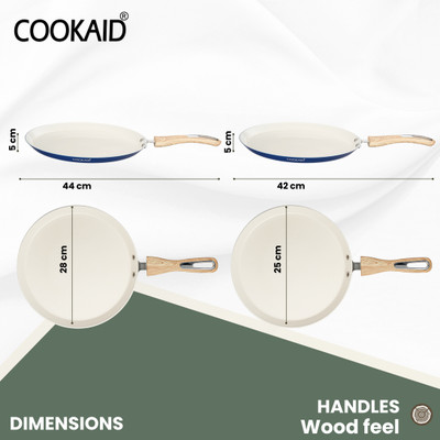 CookAid Velora Series Ceramic Non Stick Dosa Tawa 4 Pcs Cookware Set Tawa 28 cm diameter(Aluminium, Non-stick, Induction Bottom)