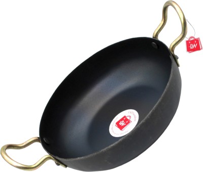 LAZYwindow Traditional Iron Deep Bottom Kadai with Handle 19 cm Kadhai 19 cm diameter 1 L capacity(Iron, Induction Bottom)