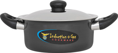 EAGLE Induction Base Cooking and Serving Pan Pot 23 cm diameter 2 L capacity with Lid(Stainless Steel, Non-stick, Induction Bottom)