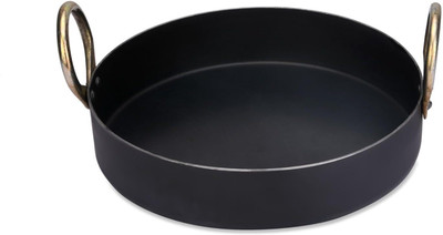 KITCHEN SHOPEE Iron Flat Kadai for Making Jalebis Heavy Base Tai Fry Pan Dal Tadka Tavi Kadhai 25 cm diameter 2.25 L capacity(Iron, Non-stick, Induction Bottom)