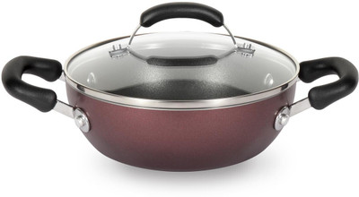 Meyer Merlot Non-Stick Kadai/Wok With Lid, 24cm Kadhai 24 cm diameter with Lid 2.73 L capacity(Aluminium, Non-stick, Induction Bottom)