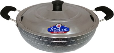 Apeiron Grey Kadhai With Steel Lid Kadhai 20 cm diameter with Lid 2.5 L capacity(Aluminium, Non-stick, Induction Bottom)