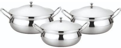 RBGIIT Stainless Steel Serve and Store Handi/Serving Handi/Storing Handi Casserole Handi 1 L, 1.5 L, 2 L with Lid(Stainless Steel)