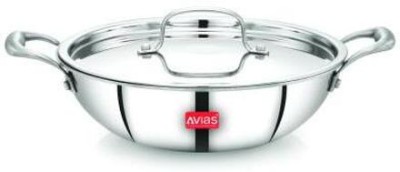 AVIAS RIARA Triply Stainless Steel Extra Deep Kadai with Lid/ Flat Bottom Kadhai 24 cm diameter with Lid 2.5 L capacity(Stainless Steel, Induction Bottom)