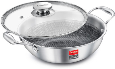 Prestige Tri-Ply Hexamagic Kadhai 24 cm diameter with Lid 2.7 L capacity(Triply, Non-stick, Induction Bottom)