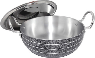 bartan hub Small Kadhai With Lid (1000 ML , Aluminium Made , Dishwasher Safe ,Small) Kadhai 20 cm diameter with Lid 1 L capacity(Aluminium)