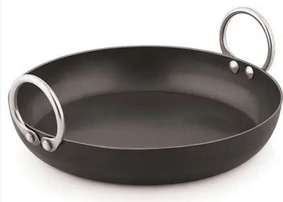 Crafts Kitchen Traditional Iron deep Kadai/Frying Pan for Cooking Kadhai 3 Liter Kadhai 29 cm diameter 3 L capacity(Iron, Induction Bottom)