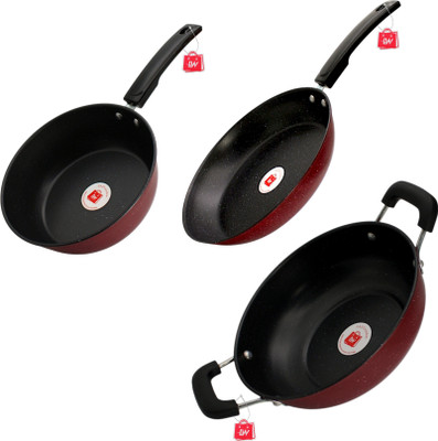 LAZYwindow LAZYwindow Induction Nonstick Sauce Pan, Fry Pan & Kadhai Sets Sauce Pan 20 cm diameter 1.25 L capacity(Hard Anodised, Non-stick, Induction Bottom)