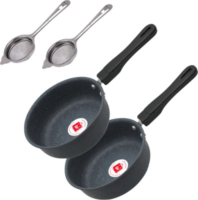 LAZYwindow LAZYwindow Superior Quality Nonstick Frying Pan & Tea Stainer, Sauce Pan 17 cm diameter 1 L capacity(Hard Anodised, Non-stick, Induction Bottom)