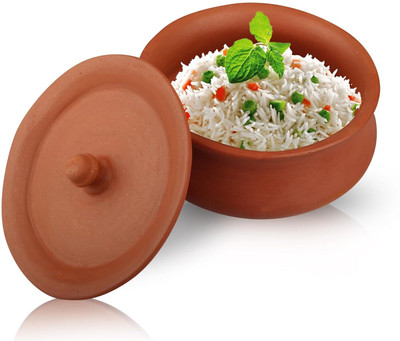 hc the crafts CLAY CURD POT Handi 550 L(Earthenware, Non-stick)