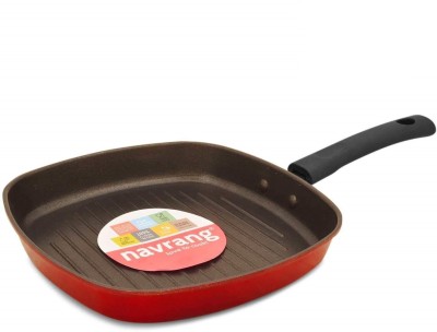 NAVRANG NONSTICK GRILL PAN / FRY PAN , NON INDUCTION, RED Grill Pan 16.5 cm diameter 1 L capacity(Aluminium, Non-stick)