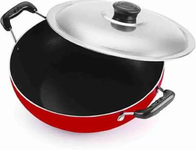 bluline Dismal Non-Stick Flat Base Kadai with Lid Kadhai Kadhai 24 cm diameter with Lid 2.5 L capacity(Aluminium, Non-stick)