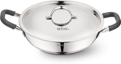 Allo Cooksafe Stainless Steel Naturally Non Stick Friendly Kadhai 28 cm diameter with Lid 4 L capacity(Triply, Induction Bottom)