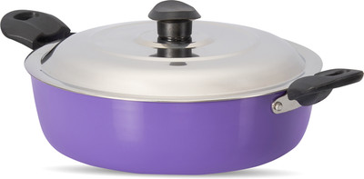 NAVRANG NONSTICK BIRYANI POT/ STEW PAN 240 MM WITH SS LID Kadhai 24 cm diameter with Lid 4 L capacity(Aluminium, Non-stick)