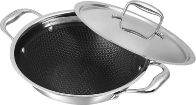 VINOD Platinum SAS Pro Extra Deep Kadai / Kadhai 26 cm diameter with Lid 4.1 L capacity(Aluminium, Non-stick, Induction Bottom)