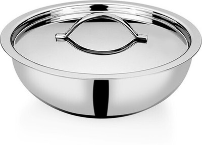 bhalaria Bhalaria Triply Tasla 20Cm W/Lid & Handle Tasla with Lid 1.5 L capacity 20 cm diameter(Stainless Steel, Induction Bottom)