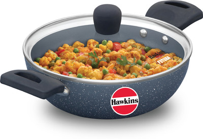 Hawkins Ceramic Deep Kadhai 22 cm diameter with Lid 1.75 L capacity(Aluminium, Non-stick, Induction Bottom)