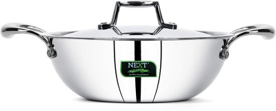 Next Future 5-Star, 3.7 Litre, TRIPLY Stainless Steel Deep Kadai for Cooking 2 Year Warranty Kadhai 28 cm diameter with Lid 3.7 L capacity(Stainless Steel, Non-stick, Induction Bottom)