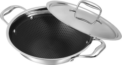 VINOD Vinod Platinum SAS Pro Extra Deep Kadai / Kadhai 24 cm diameter with Lid 3.3 L capacity(Aluminium, Non-stick, Induction Bottom)