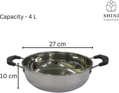 SHINI LIFESTYLE Kadhai 27 cm diameter 4 L capacity(Stainless Steel, Induction Bottom)