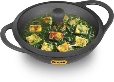 Hawkins Futura Deep Fry Pan with Glass Lid (CIK35G) Kadhai 26 cm diameter with Lid 3.5 L capacity(Cast Iron, Induction Bottom)