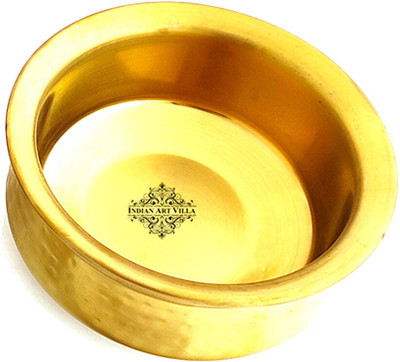IndianArtVilla Steel With Brass Finish D/W Hammer Handi Bowl Handi 0.525 L(Brass, Induction Bottom) IndianArtVilla Steel With Brass Finish D/W Hammer Handi Bowl Handi 0.525 L(Brass, Induction Bottom)