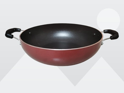 Kadhai Aluminium Deep Kadhai Kadhai 24 cm diameter with Lid 1 L capacity(Aluminium, Non-stick)