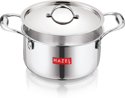 HAZEL Stainless Steel Induction Bottom Cook and Serve Casserole With Stainless Steel Lid, 20.5 cm Pot 20.5 cm diameter 3.6 L capacity with Lid(Stainless Steel, Induction Bottom)