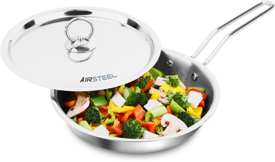Airsteel Triply Stainless Steel Fry Pan 26 cm diameter with Lid 2.25 L capacity(Triply, Non-stick, Induction Bottom)