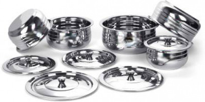 RBGIIT Kadhai 16 cm, 17.2 cm, 19 cm, 20.2 cm, 22.1 cm diameter with Lid 1 L, 1.35 L, 1.7 L, 2 L, 2.7 L capacity(Stainless Steel)