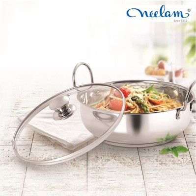 NEELAM Induction Base Kadhai Cookware Kadhai 22 cm diameter with Lid 1.5 L capacity(Stainless Steel, Induction Bottom)