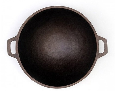 Rock Tawa Rock Tawa Cast Iron Kadhai 9 Inch (Pre-Seasoned) Kadhai 29.5 cm diameter 2 L capacity(Cast Iron, Induction Bottom)