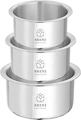SHINI LIFESTYLE AluCraft Cookware Aluminium Bhagonas & Milk Pots (Capacity- 3L, 2.5L, 1.8L) Tope Set 3 L, 2.5 L, 1.8 L capacity 26 cm, 24 cm, 23 cm diameter(Aluminium)