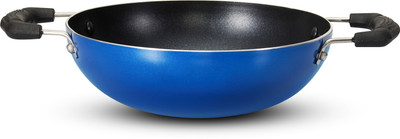 NAVRANG NONSTICK BLUE KADAI 200MM,NON INDUCTION, 1.4 LTR CAPACITY Kadhai 20 cm diameter 1.2 L capacity(Aluminium, Non-stick)