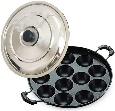 Swarambh Appam Maker Pan z3 Paniarakkal with Lid 0.5 L capacity 24 cm diameter(Aluminium, Non-stick)