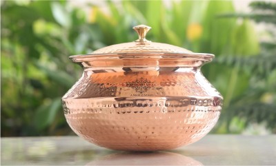 IndianArtVilla Copper Handi / Degchi With Tin Lining Inside, Volume - 2000 ML Handi 2 L with Lid(Copper)