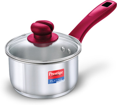 Prestige Platina Popular Sauce Pan 16 cm diameter with Lid 1.5 L capacity(Stainless Steel, Induction Bottom)