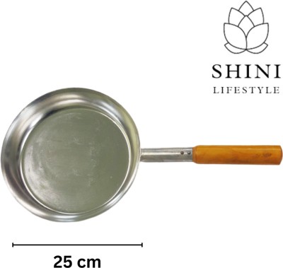SHINI LIFESTYLE Premium Galvanized Iron iron Fry Pan with long handle, loha fry/tadka pan/egg Tadka Pan 25 cm diameter 2 L, 2.7 L, 3 L, 3.5 L capacity(Iron)