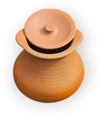 Rajender clay handicraft Handcrafted Handi Pot for Cooking - Traditional Earthenware,Perfect for Biryani Handi 4 L with Lid(Earthenware, Non-stick)
